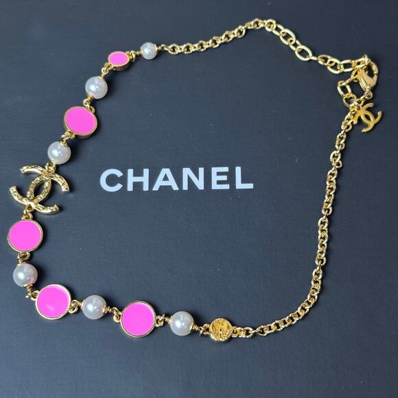 Chanel Modern Barbie Pink Gold Necklace 24C Full Set Receipt Authentic CoA - Picture 1 of 7